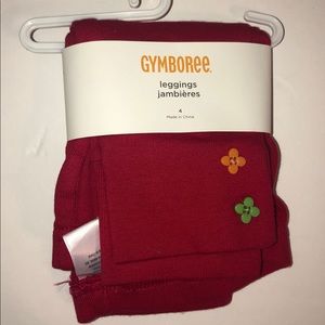 Gymboree Red Leggings flower button - NEW - Size 4